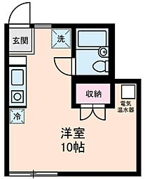 ヴィラ要町 1階ワンルームの間取り