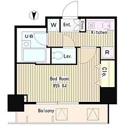 メゾン・ド・ピュア府中 10階ワンルームの間取り