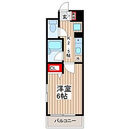 モンシェール錦糸町 1Kの間取図画像