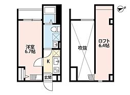 アルコバレーノ 1Kの間取図画像