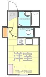 ロイヤルコート天王町 1階ワンルームの間取り