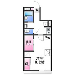 レオパレス仲 1階1Kの間取り