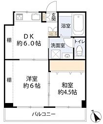 千葉マンション 4階2DKの間取り