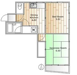 東急目黒線 武蔵小山駅 徒歩7分の賃貸マンション 1階2DKの間取り
