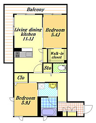 Bonclair（ボンクレール） 2階2LDKの間取り