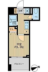 都営浅草線 戸越駅 徒歩1分の賃貸マンション 7階1Kの間取り