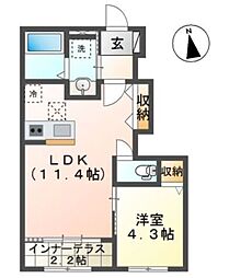 Chateau・Arv(シャトー・アルヴ) 1LDKの間取図画像