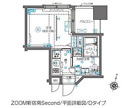 ZOOM新宿南Second 1Kの間取図画像