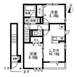 (仮称)練馬区高野台5丁目新築 2階2LDKの間取り