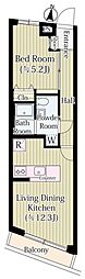 恩京アムールビル 1LDKの間取図画像