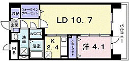 アベニール国立 1LDKの間取図画像