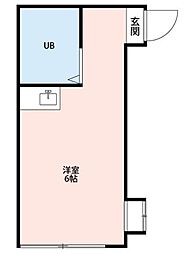 シャンブル中野 1階ワンルームの間取り
