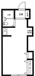 青葉ハイツ 1階ワンルームの間取り