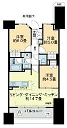 ザ・パークハウス青砥 16階3LDKの間取り