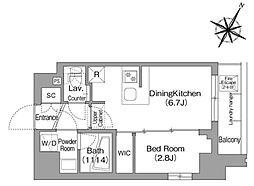 コンフォリア・リヴ新中野サウス 8階1DKの間取り