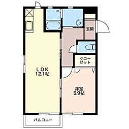 ドムス文京町 1LDKの間取図画像