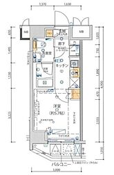 ライジングプレイス綾瀬二番館 5階1Kの間取り