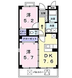 コータ・コート2 2DKの間取図画像