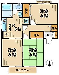 ヴィラ栗本A号棟 2階3DKの間取り