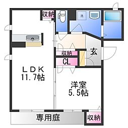 シャーメゾン砂山南 1階1LDKの間取り