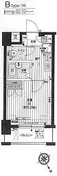 メインステージ門前仲町 1Kの間取図画像