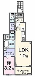 コッリーナ・ヴェルデ K 1LDKの間取図画像