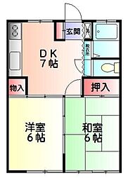 コーポ成美 1階2DKの間取り