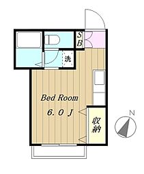コーポ樹 1Kの間取図画像