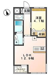 モンテスリーズ 1LDKの間取図画像