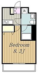 スパシエエクレクト 5階1Kの間取り