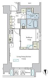 ブリリアイスト浅草 7階1LDKの間取り