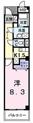 メゾン・ソレイユN 1Kの間取図画像