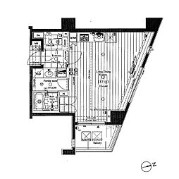 アクシア広尾 10階ワンルームの間取り