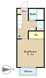 ヒューゲルハウスD. 1Kの間取図画像