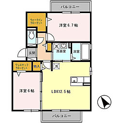 テキューロウノ 2LDKの間取図画像