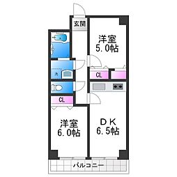 デイグラン長居公園 2LDKの間取図画像