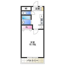 コーポ大美野 1Kの間取図画像