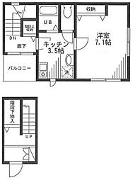 エバーハイツ大山 2階1Kの間取り