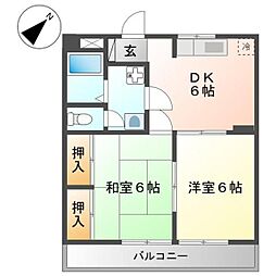 クリーンハイツD 1階2DKの間取り