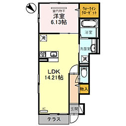 南海高野線 初芝駅 徒歩20分の賃貸アパート 1階1LDKの間取り