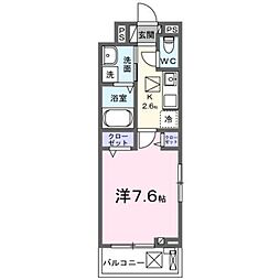ラフレシールS 1階1Kの間取り