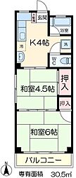 川出マンション 3階2Kの間取り