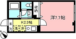 ハイツ桜 1階1Kの間取り