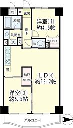 ヴェルドゥミール 5階2LDKの間取り