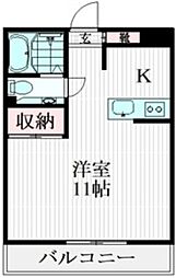 ラ・フルール 1階1Kの間取り
