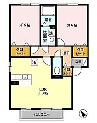 グリーンパーク3 2LDKの間取図画像