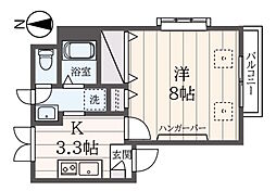 恵比寿ガーデンサイド 2階1Kの間取り