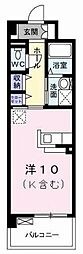 アヴニールヒルズ 2階ワンルームの間取り