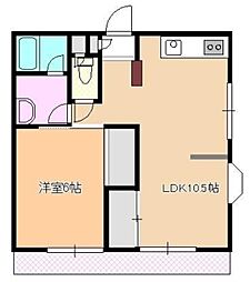 ウッディ10 2階1LDKの間取り