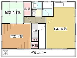 バロン 3階2LDKの間取り